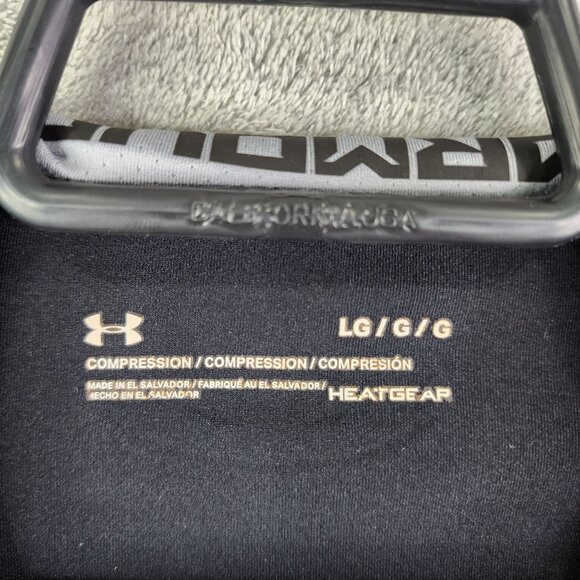 Mens Black Under Armour HeatGear Compression Shirt Long Sleeve Crew Neck Size L - Picture 6 of 11